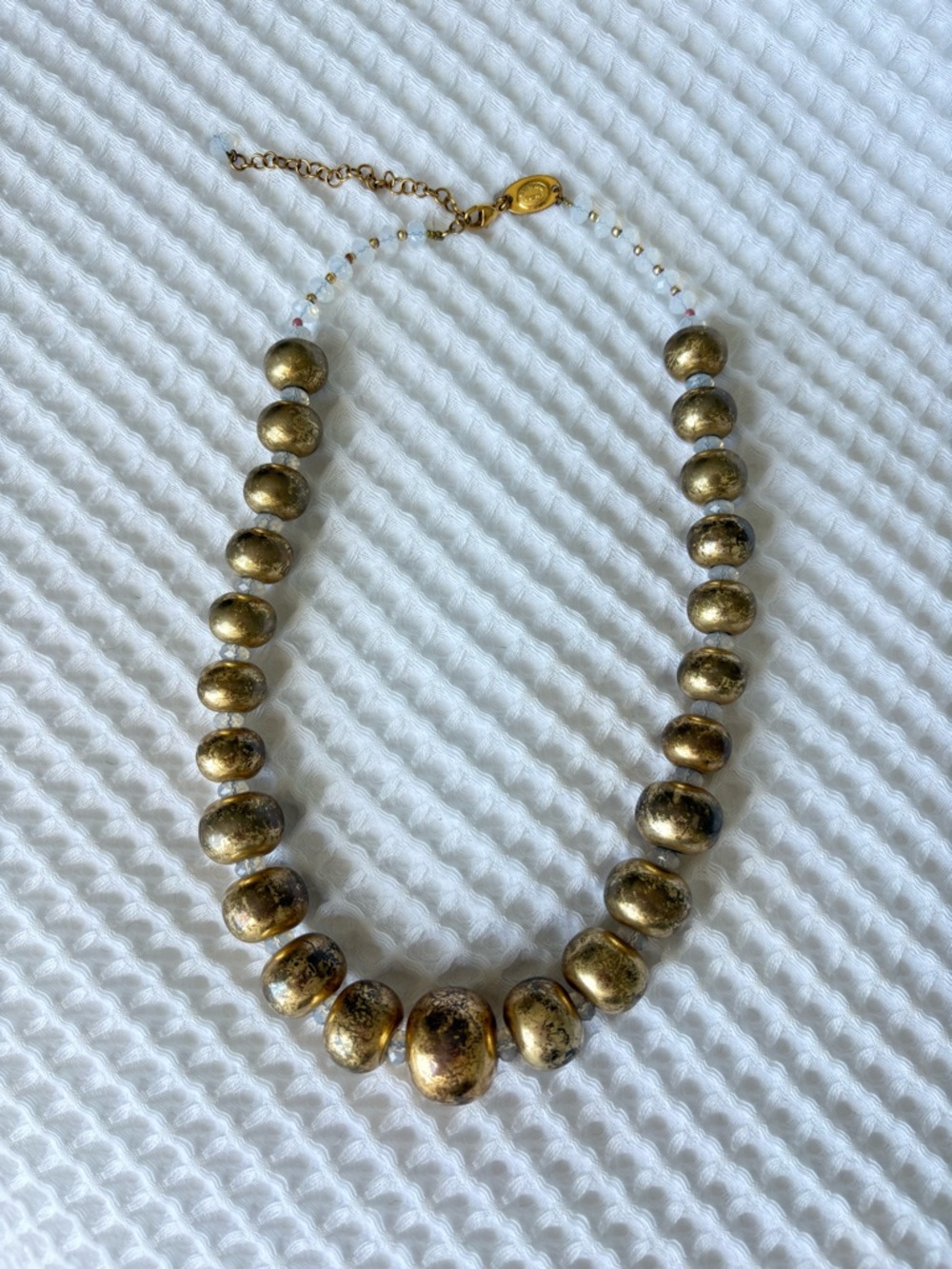 Babylone Paris Gold Tone Necklace w/ Graduated Beads Rich Mom Preppy Maximalist